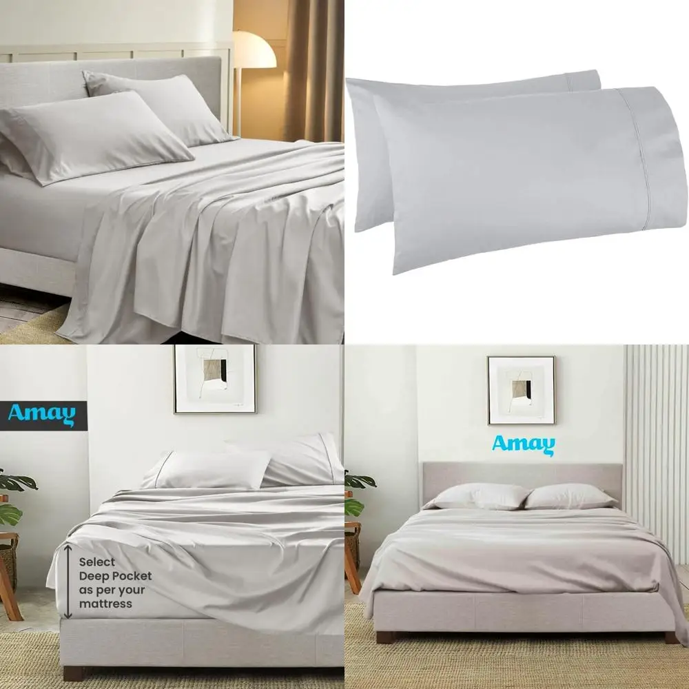 

Amber King Size 100% Egyptian Cotton Sheets with 500 Thread Count, 4-Piece Bedsheet Set for 10-12 Inch Deep Pocket Mattresses, E