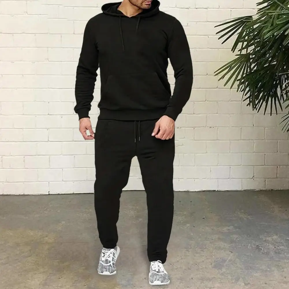 Herren Workout Outfit Set Herren Kapuze Sweatshirt Hose Set für Herbst Winter Kordel zug Langarm Sportswear Outfit für aktive