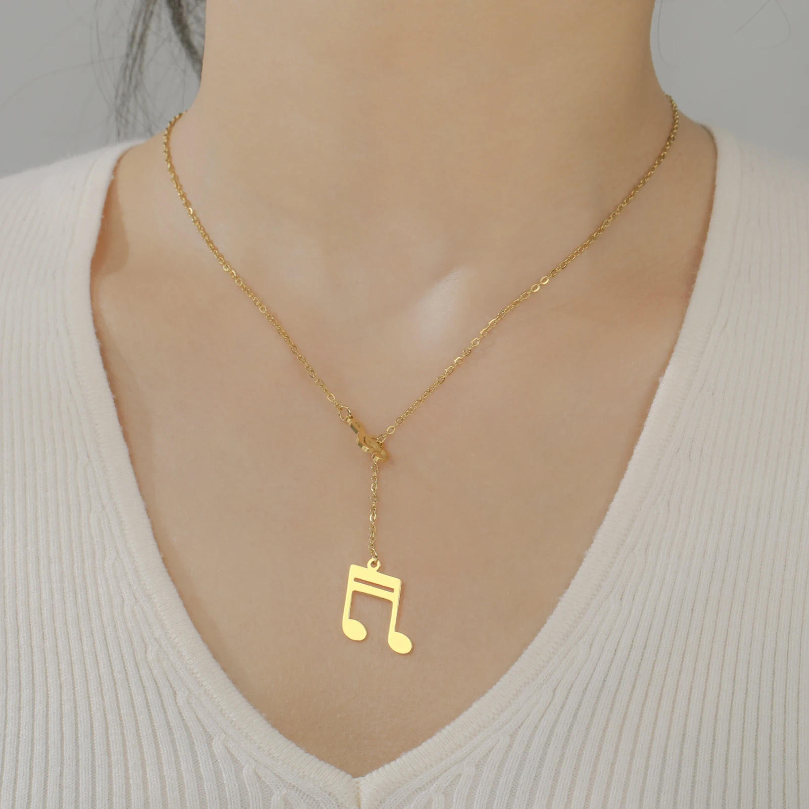 Lucktune Music Note Pendant Necklace for Women Men Stainless Steel Artist Music lovers Necklace Jewelry Valentine’s Day Gift New