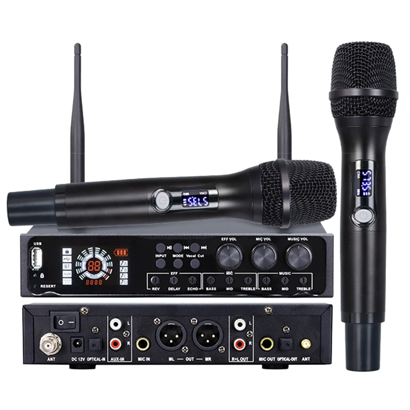 

Wireless Microphone System Single Cordless Microphone Set Black Metal For Karaoke Home Church