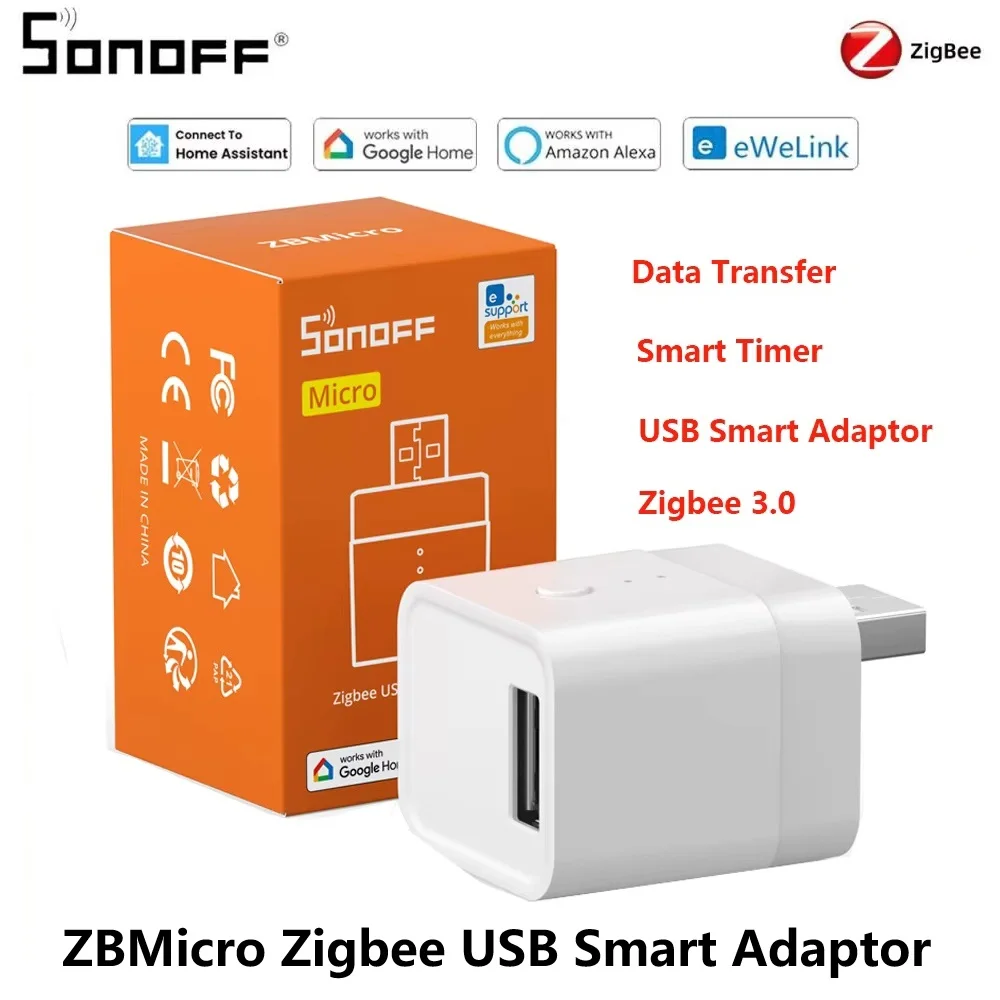 SONOFF ZBMicro Zigbee 3.0 USB Smart Adaptor Supports Fast Charging Adapter Smart scenes Works With Alexa Google eWeLink ZBDongle