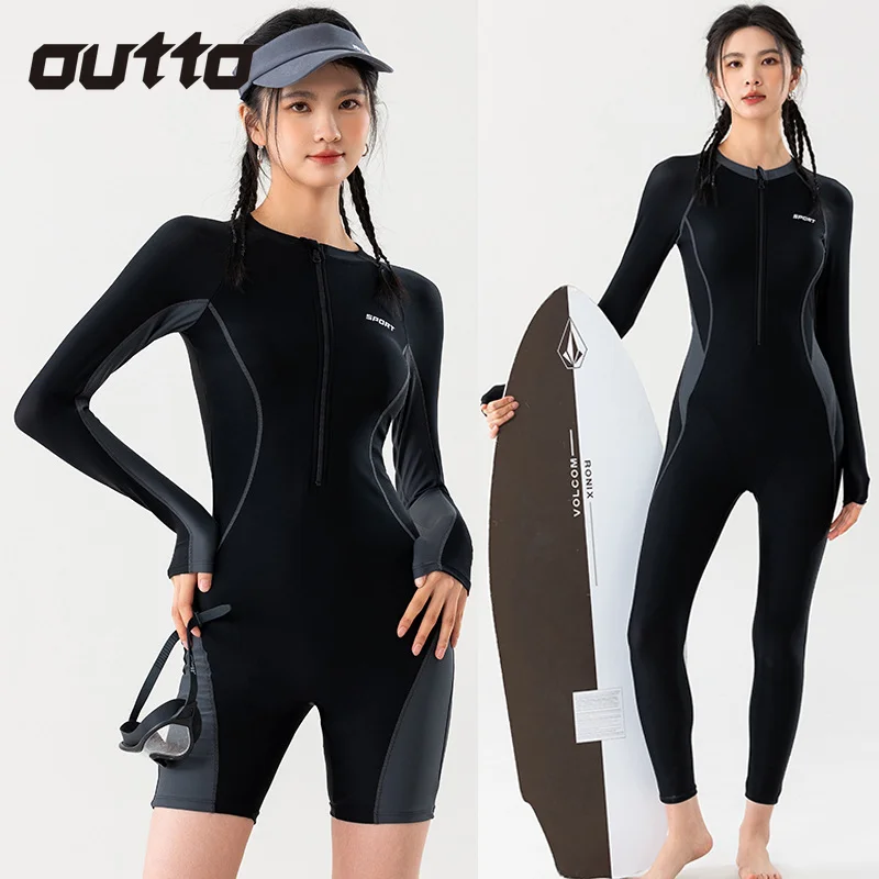 2024 New Women Diving Suit Quick Dry Contrast Color Elastic Snorkeling Summer Outdoor Beach Surfing Swimming Snorkeling Suit