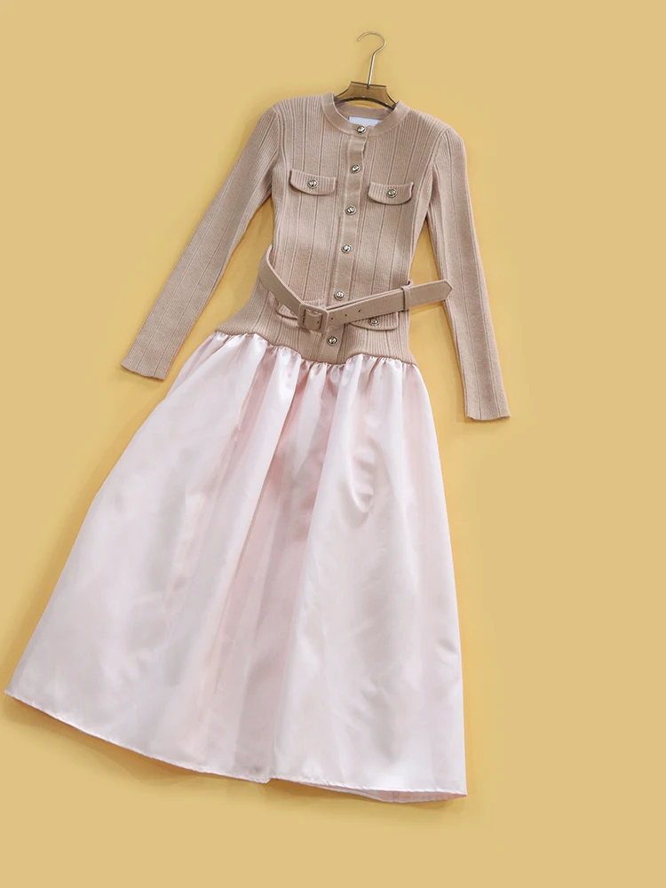 

Вечернее платье Heidd SP2026 Early Spring Gentle Missy Sle, вязаное, в стиле пэчворк, длинное, А-силуэт, из полиэфирного волокна