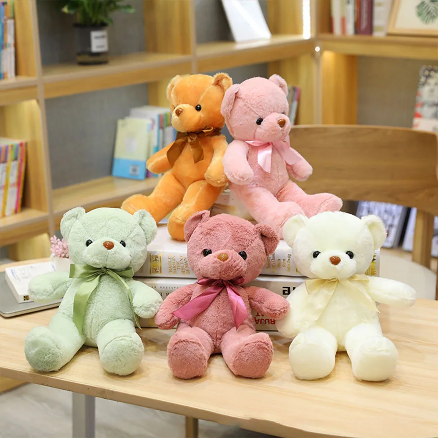 45cm Cartoon Animal Ribbon Teddy Bear Plush Stuffed Doll Kawaii Cloth Doll Children's Birthday Gift Room Decoration