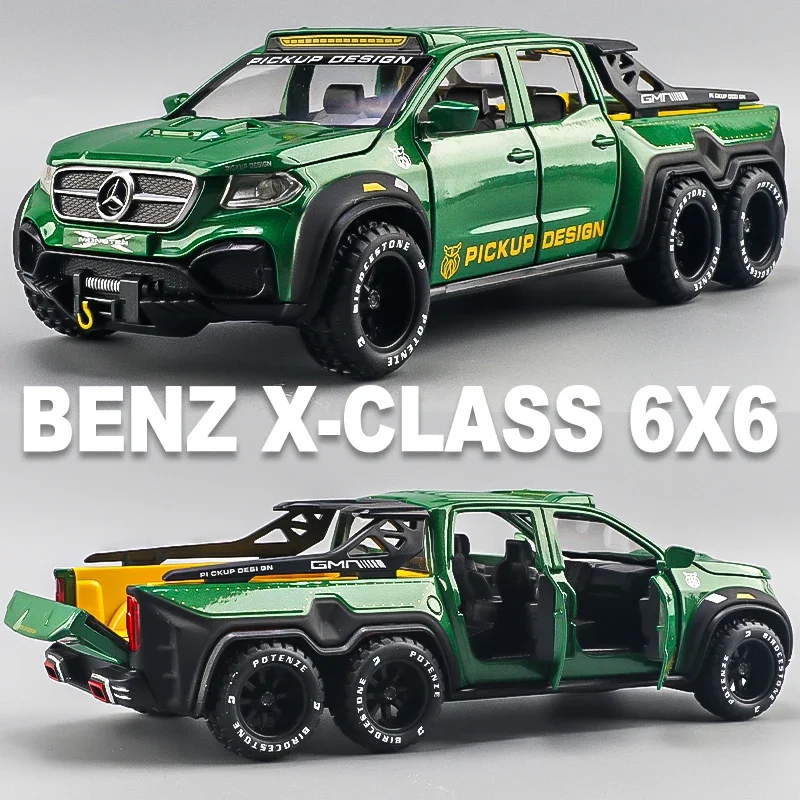 Modellino di auto in lega pressofuso di 1:28 Benz X-Class 6 x6 fuoristrada Voiture in miniatura con suono e luce auto giocattolo ragazzo