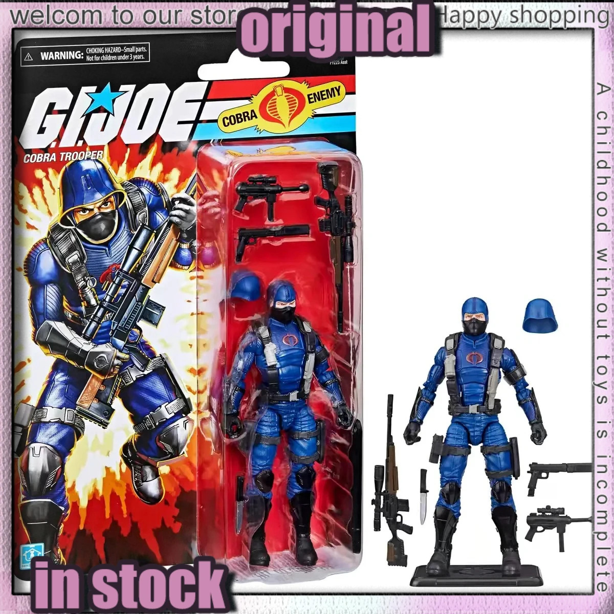 

В наличии 6-дюймовые фигурки Hasbro GI. Фигурка Joe Classified Series Retro Snake Eyes Action Figures Cardback Cobra Trooper, синяя, игрушка, подарок