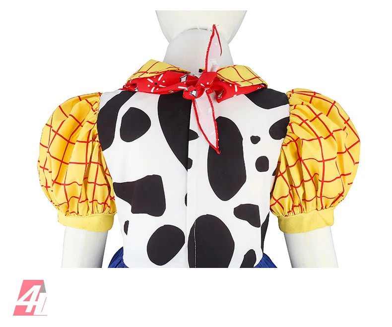 Kinder Jessie Cowgirl Cosplay Kleid Komplettset Mädchen Western Kariertes Puffärmel-Kostüm Halloween Geburtstag Party Festliches Outfit – Detail 8