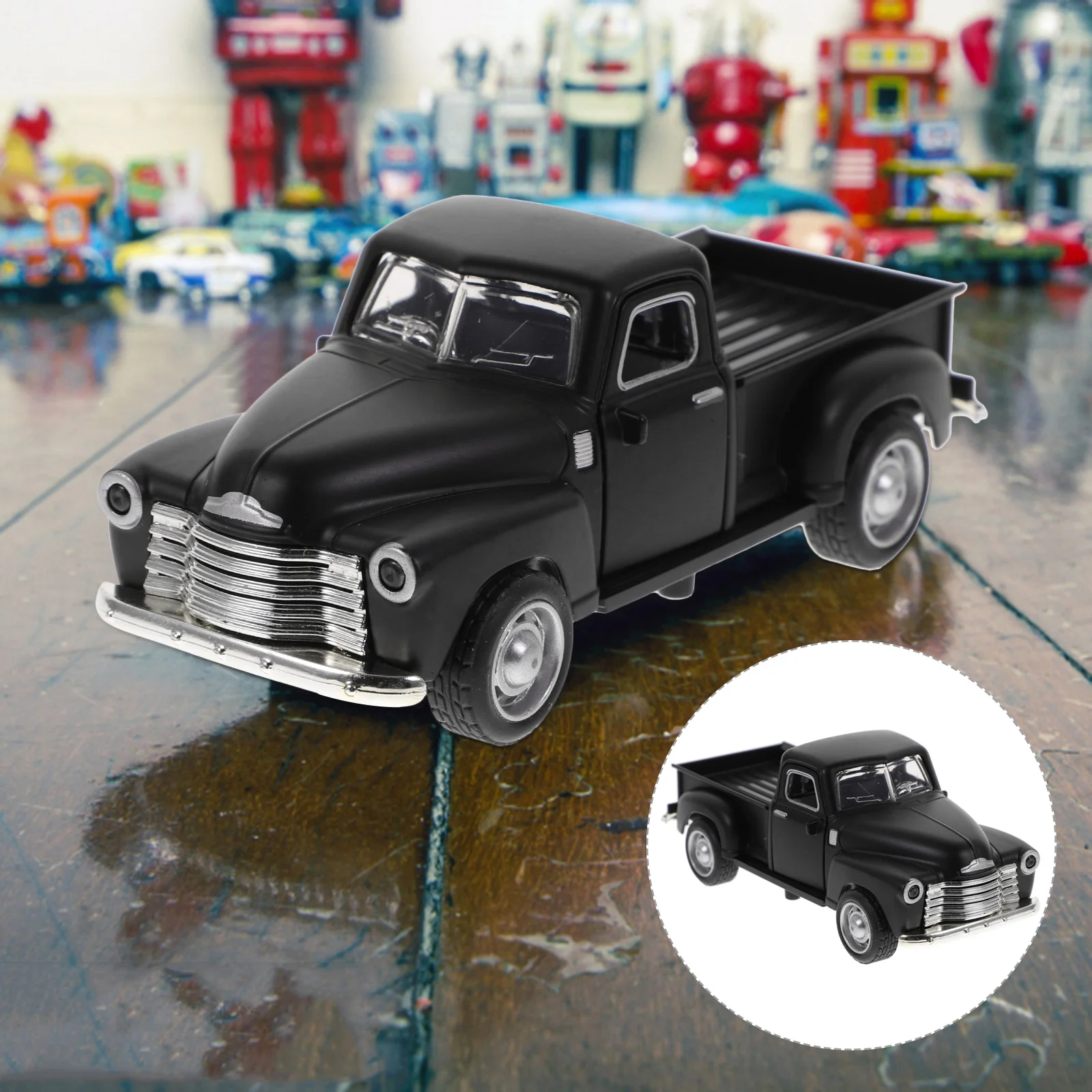 

Retro Decor Alloy Car Model Pickup Truck Home Decoration Adornment Decorations Vintage Ornament Old Black Child