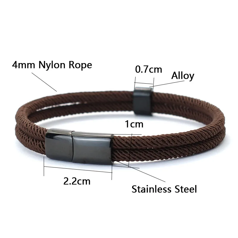 Trendy Lucky Red Thread Bracelet For Men 4mm Nylon Cord Chain Detachable Stainless Steel Braslet Accessories For Hombre Pulseira
