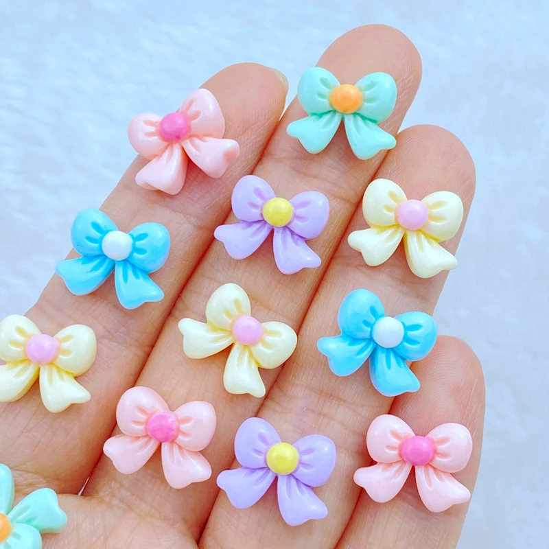 20Pcs New Cute Mini 11*14mm Bow Series Flatback Ornament Jewelry Making Manicure Hairwear Accessories