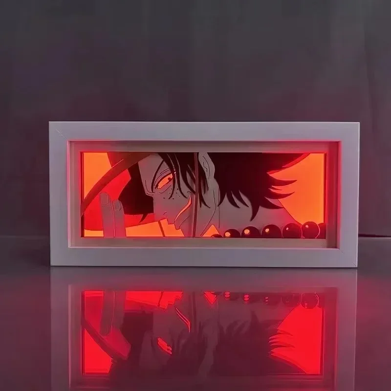 3d Anime Led Lichtbak Een Stuk Actie Figuur Papier Snijwerk Licht Nachtlamp Anime Figuur Luffy Sanji Zoro Tafellamp Decor