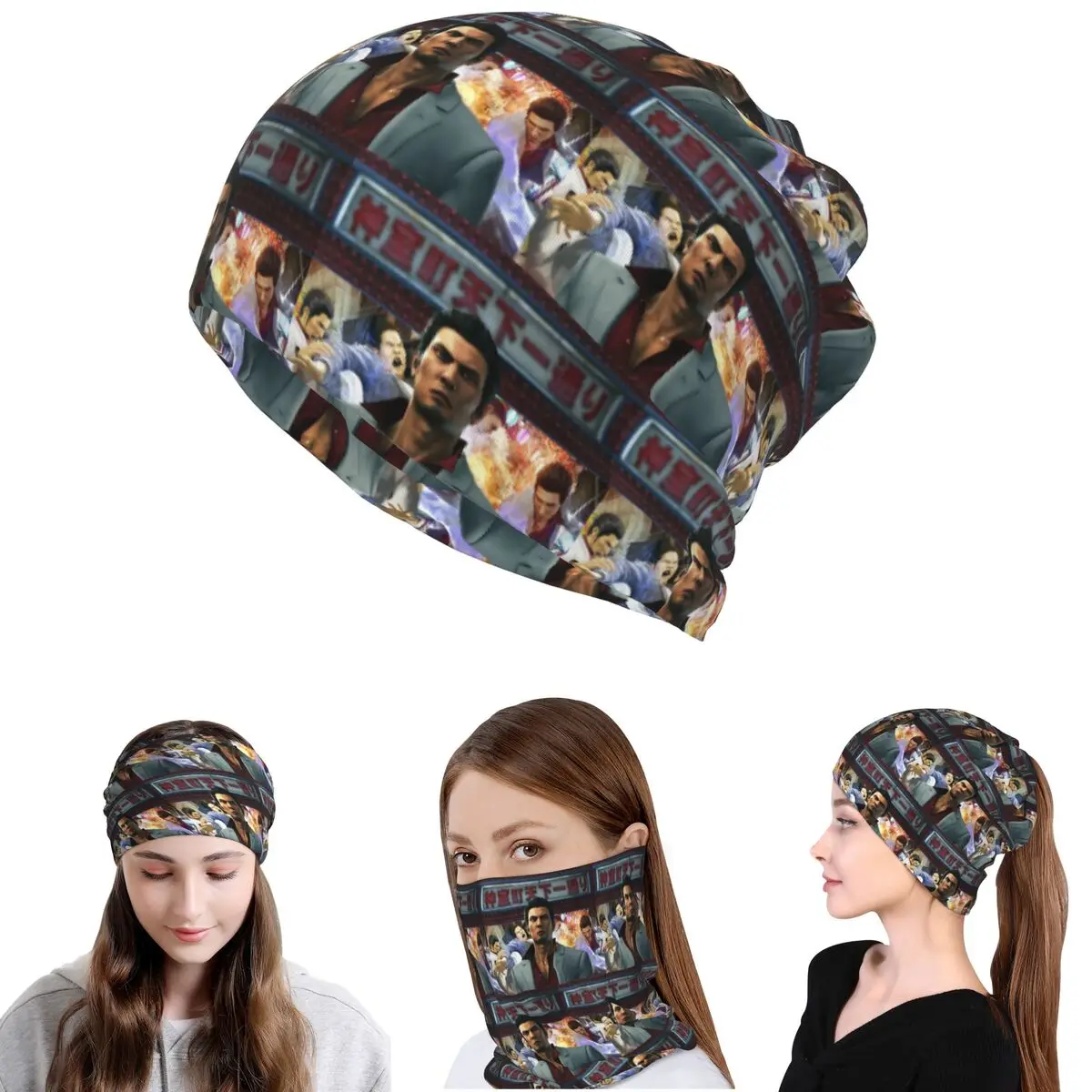 

Welcome To Kamurocho Kiryu Kazuma Bandana Neck Cover Magic Scarf Warm Cycling Scarf Beanies Hat for Men Women Adult Winter