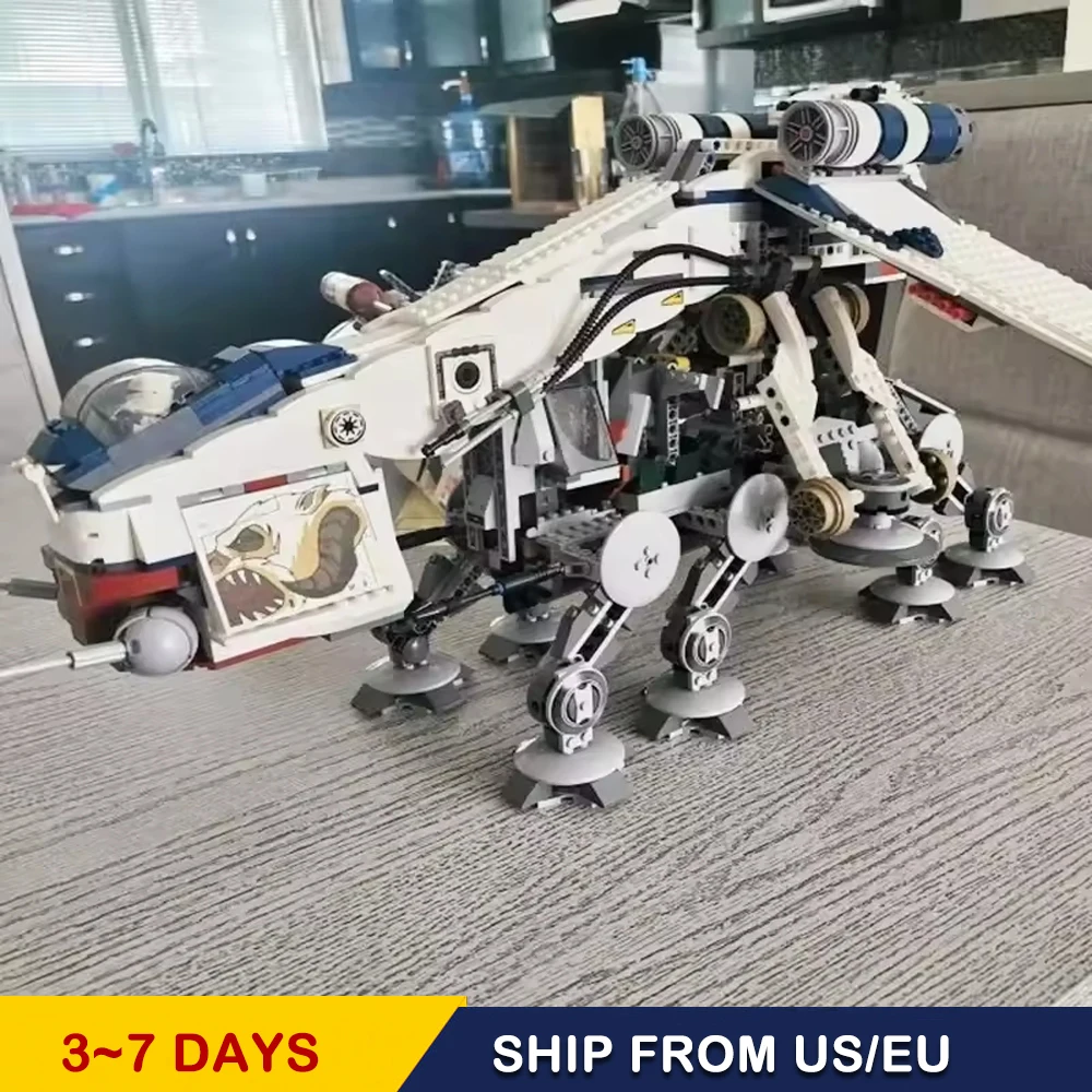 

В наличии UCS Самолет Moc Battle Ship Пилотажный строительный блок AT-OT Модель Модульный дизайн Звездные войны 10195 Игрушки Подарок 1758 шт.