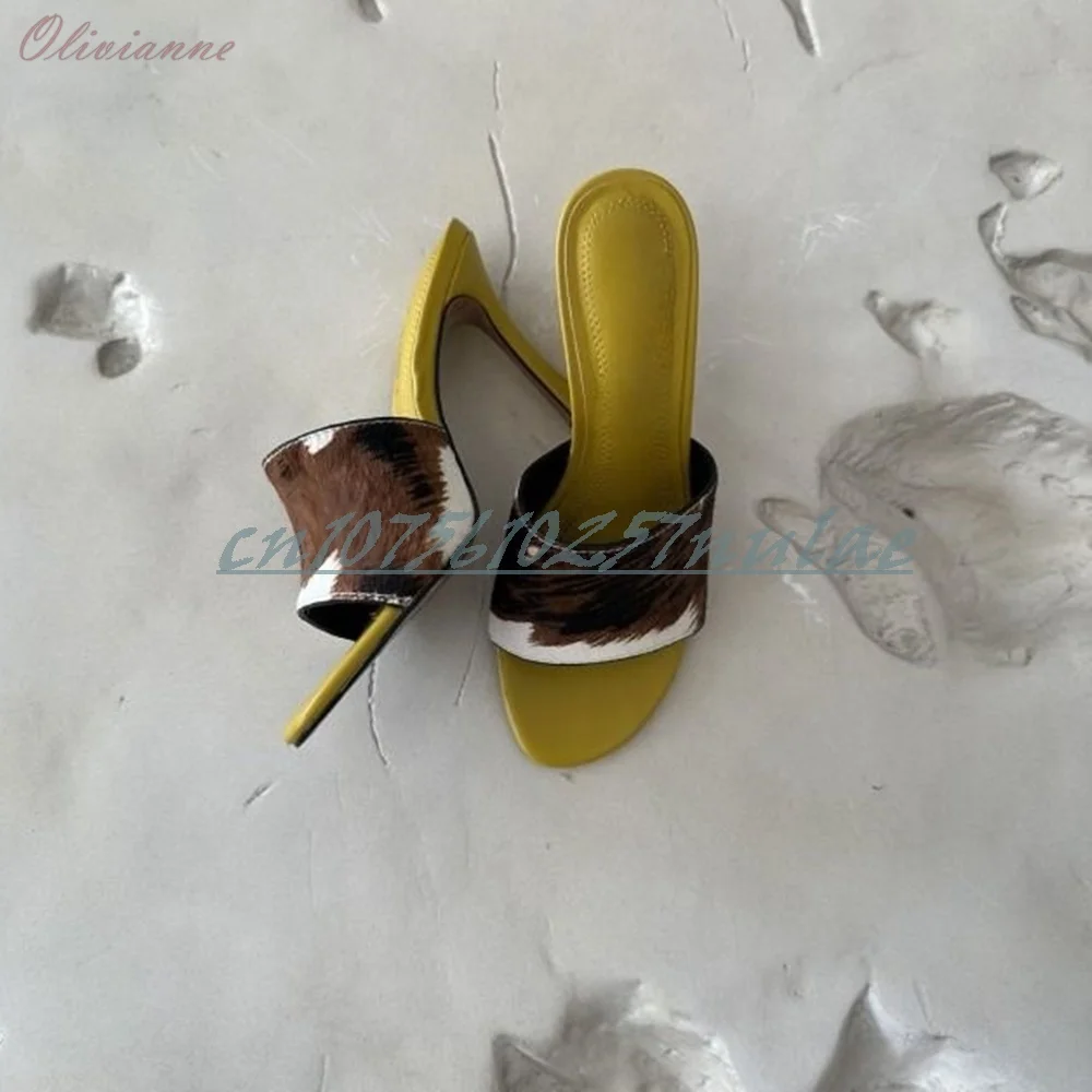 

Mixed Color Peep Toe Sexy Slippers Concise Slip-on Stiletto High Heel Holiday Style Fashion Women Shoes 2025 Zapatos Para Mujere