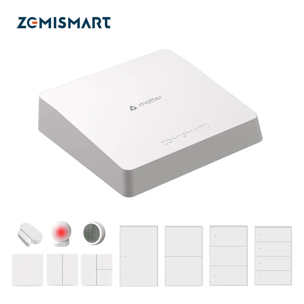 Zemismart Matter Thread Hub Smart Control Tuya Zigbee PIR Sensor Door  Sensor Temp Humidity Sensor US EU Wall Light Switch