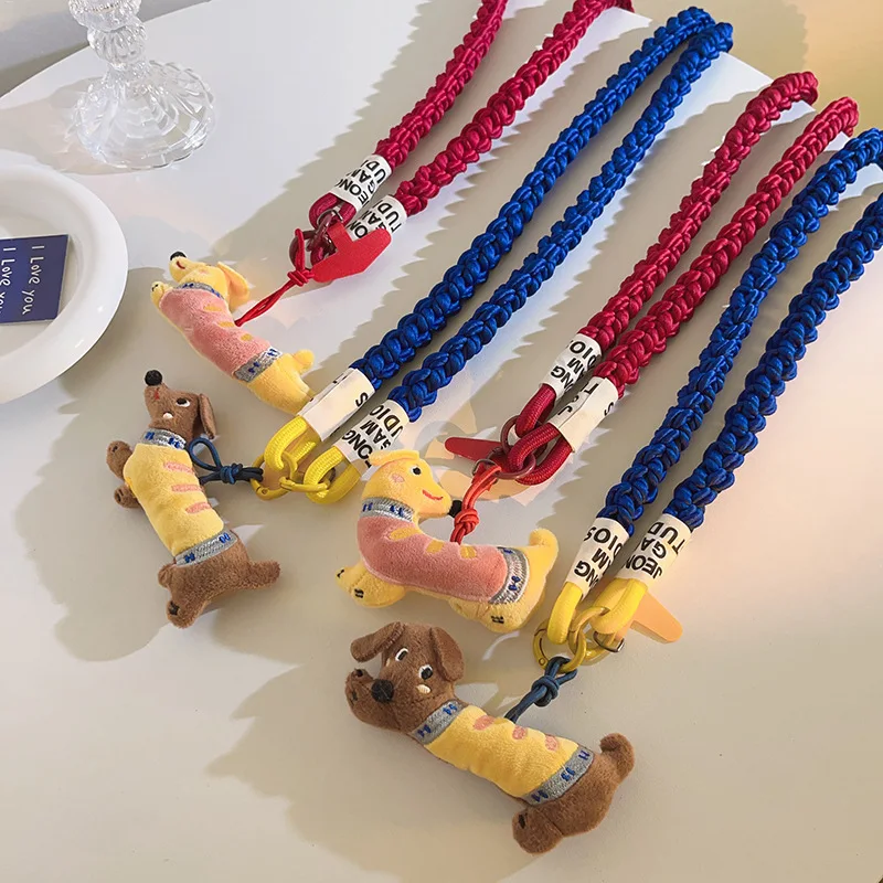 Cute Yellow Dachshund Pendant - Universal Phone Case Strap, Long Crossbody Chain with Diagonal/Hanging Rope Styles