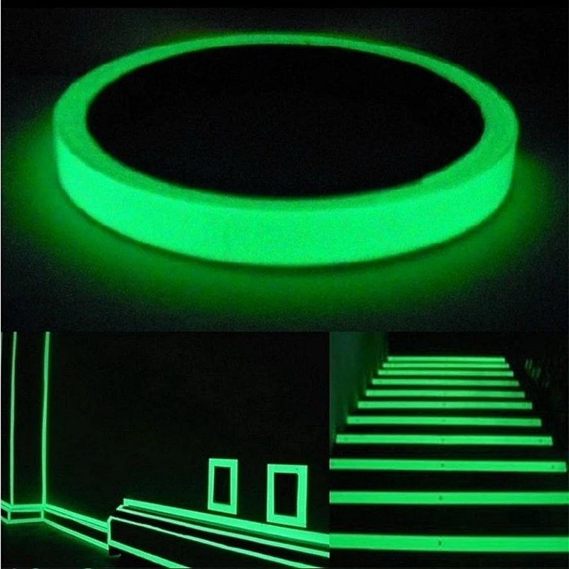 Green/ Blue 1-2roll Luminous Tape Warning Ground Light Storage Stair Anti Slip Stickers Reflective Fluorescent Tape Glow in Dark