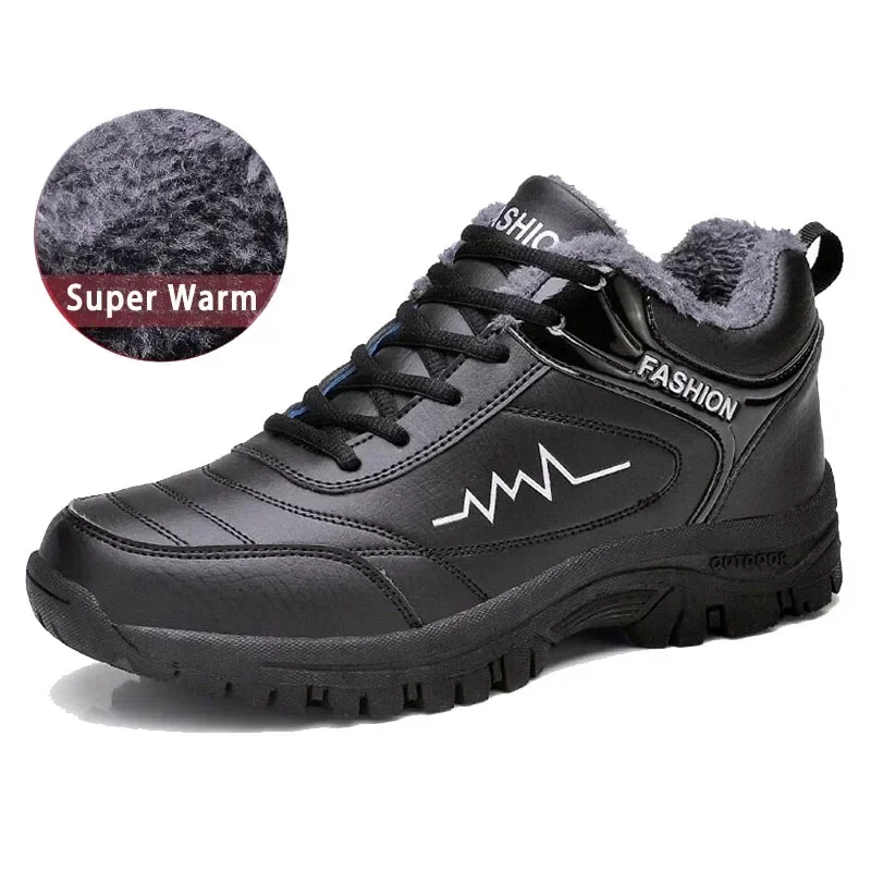 

Зимние мужские зимние ботинки Мужская рабочая обувь Плюшевые теплые кроссовки Мужские уличные непромокаемые зимние ботильоны Повседневная обувь Кожаные ботинки