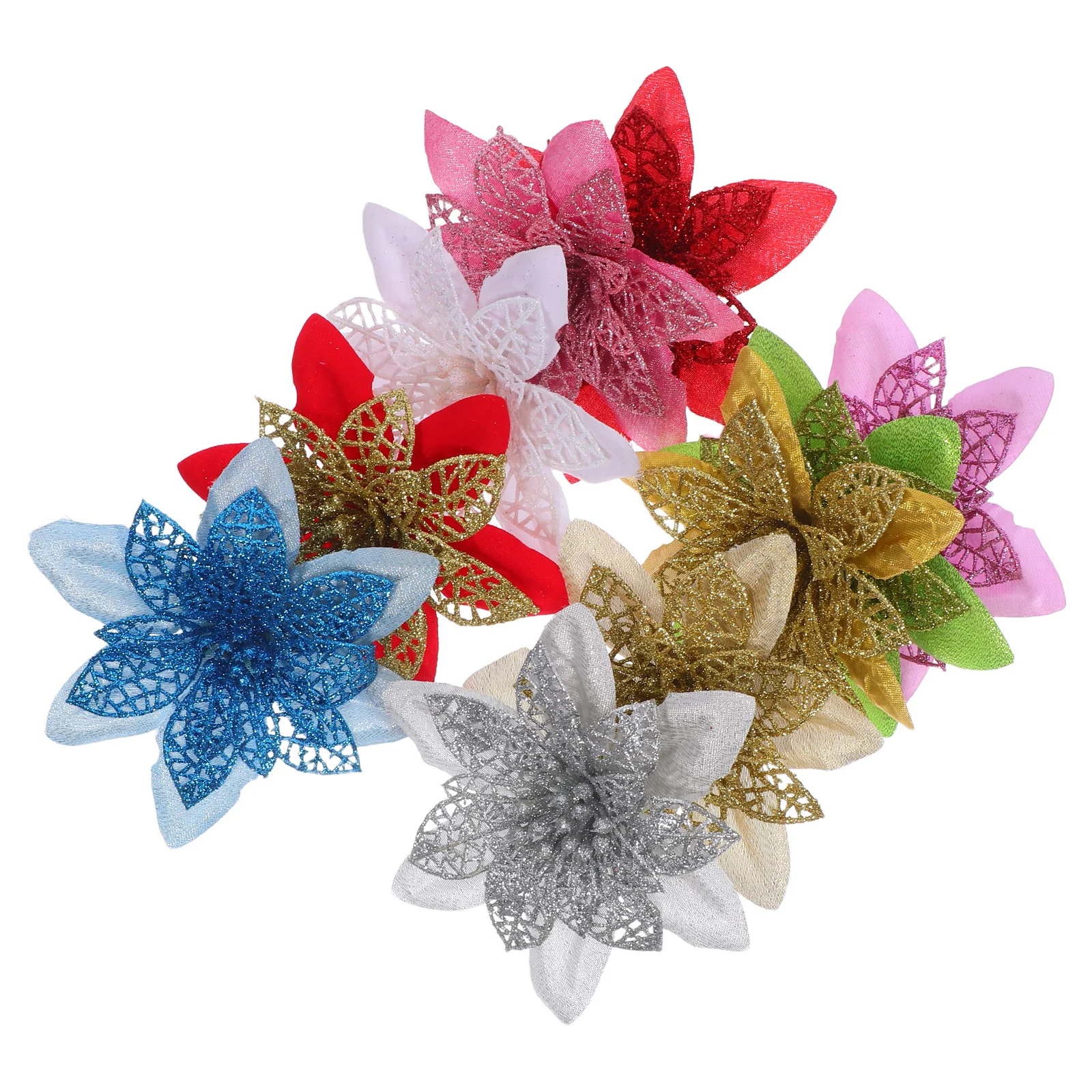 

20Pcs Faux Christmas Flowers Realistic Artificial Poinsettia for Xmas Tree Wreath Decor Holiday Indoor Outdoor Flower Decoration