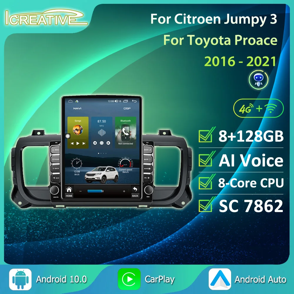 

QLED HU For Citroen Jumpy 3 SpaceTourer Peugeot Expert Toyota Proace 2016 - 2021 8G 128G 7862 CPU CarPlay Android 10 Canbus Auto