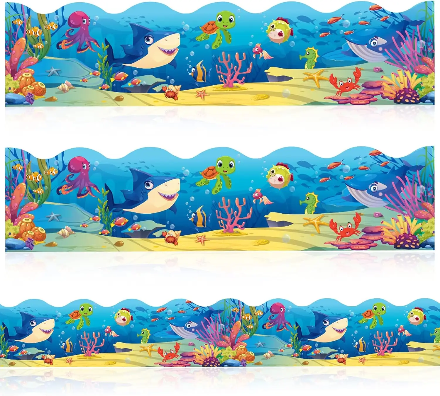 

60ft Ocean Bulletin Board Straight Under the Sea Trim Themed Borders For Classroom School Office Decor Chalkboard Fish Birthday