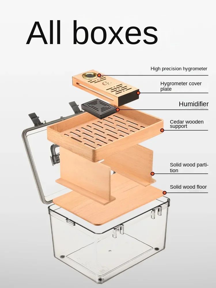 Imagem -05 - Charuto Humidor Cedar Box Mellowing Cigarette Case Umidificador Conjunto de Ferramentas de Grande Capacidade Rocker Humidor