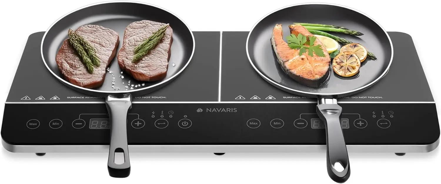 

Double Induction Cooktop - Portable Dual Countertop Electric Stove Burner Cook-Top Hot Plate with 2 Hobs for Cooking - 24 x