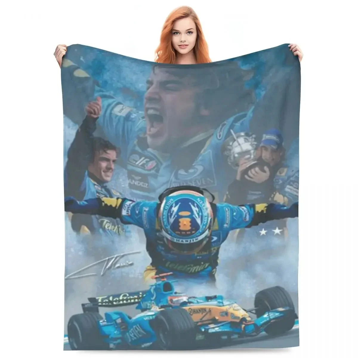 

Fernando Alonso Poster Blankets Velvet Printed Cozy Lightweight Throw Blankets for Bed Outdoor Quilt