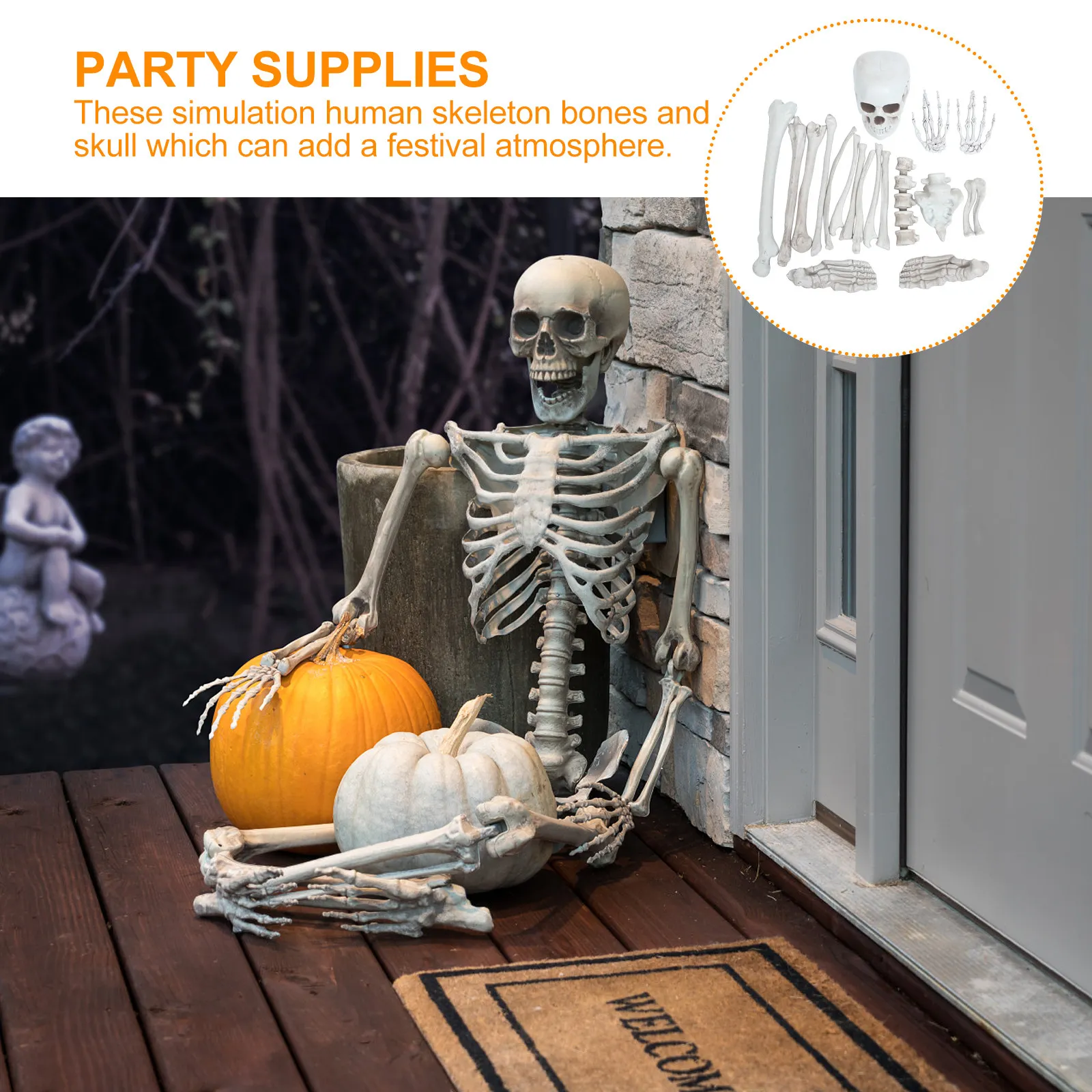 

1Set Human Simulation Bones Halloween Festival Haunted House Props Spooky Scene Party Supplies Human Bones