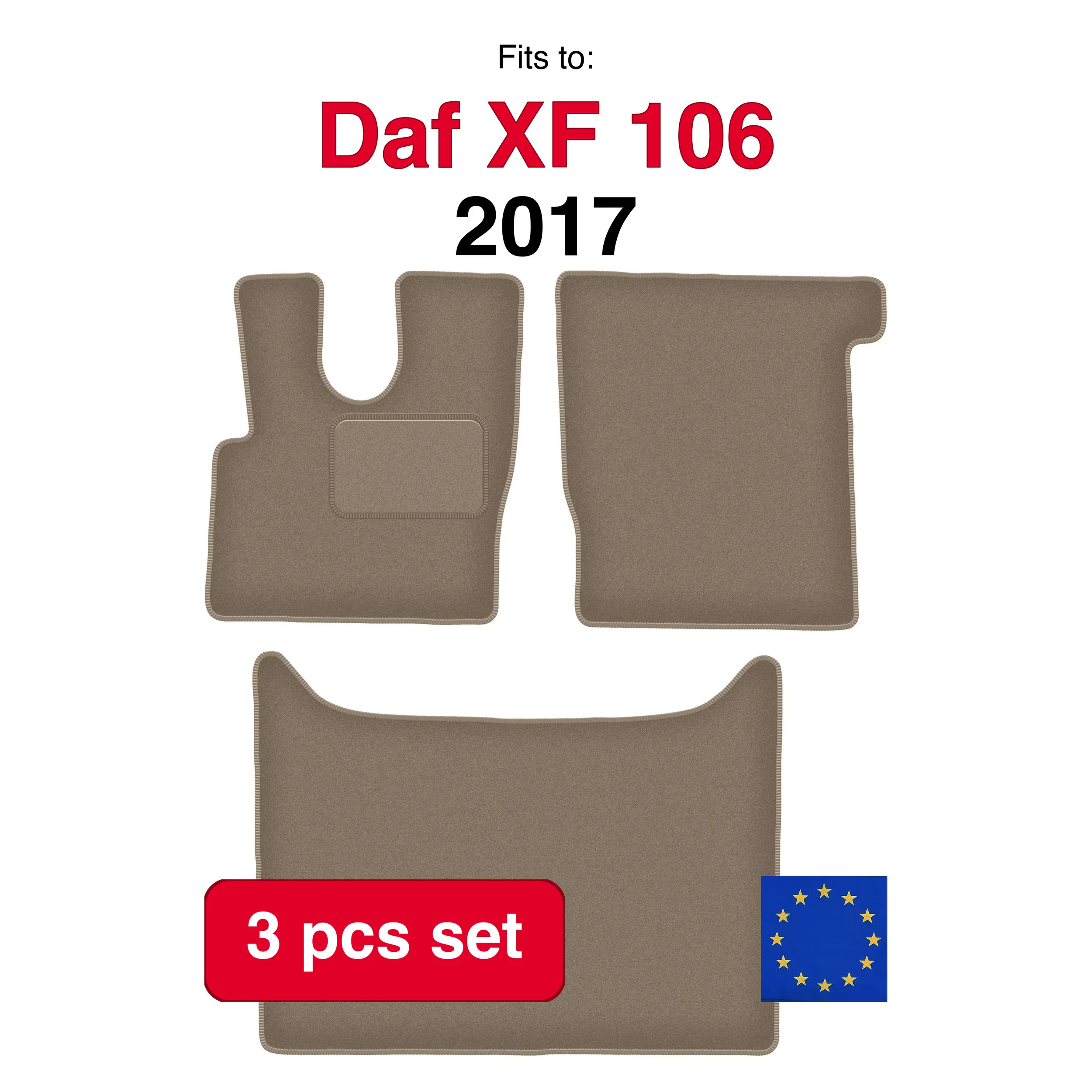 Image of Daf XF 106 Maßgeschneiderte Auto-Fußmatten (2017) - Beige (3-teilig) Passgenaues Auto-Matten-Set