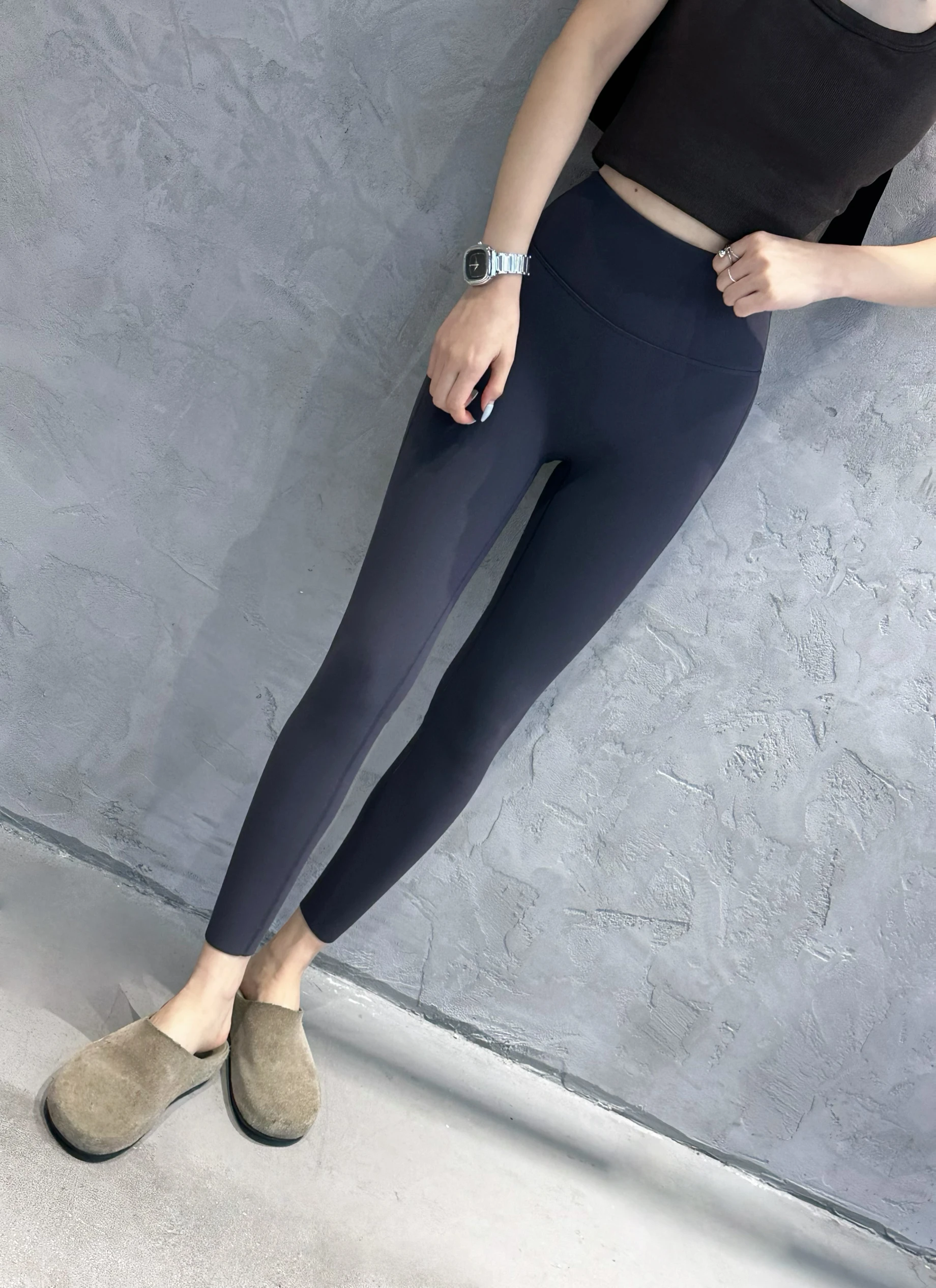 겨울 신상 기모 안감 커브 스포츠 요가 팬츠 아크스킨 레깅스 뱃살 보정 슬리밍 나인 포인트 팬츠 피트니스