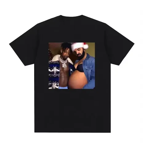 Camisetas de rapero Drake y 21 Savage Use Fun Meme para embarazo, camisetas Retro de estilo Hip-hop para mujer, camisetas informales de gran tamaño