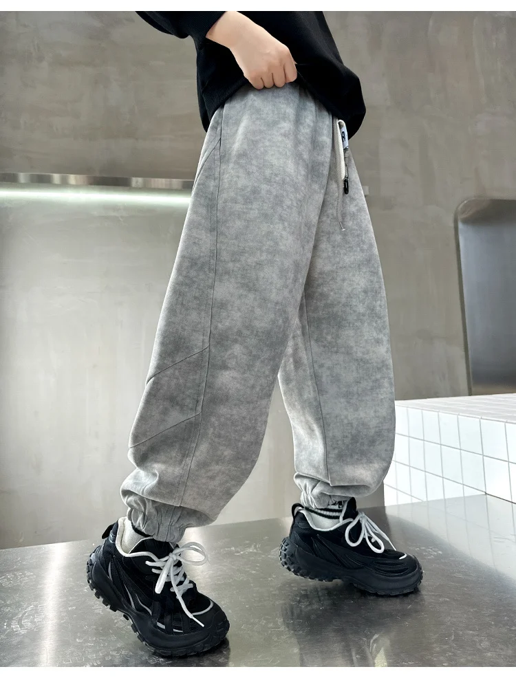 2026 Lässige Kinderhosen für Jungen von 10 bis 12 Jahren, Einfarbige Herbst-Jogginghosen, Bequeme Schul- und Sporthosen für Kinder – Detail 4