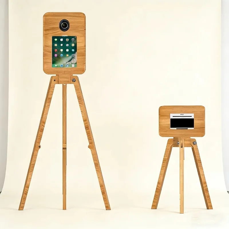 Affordable wood grain pattern iPad compatible with 360-degree photo booth, suitable for photography, birthday parties, wedding