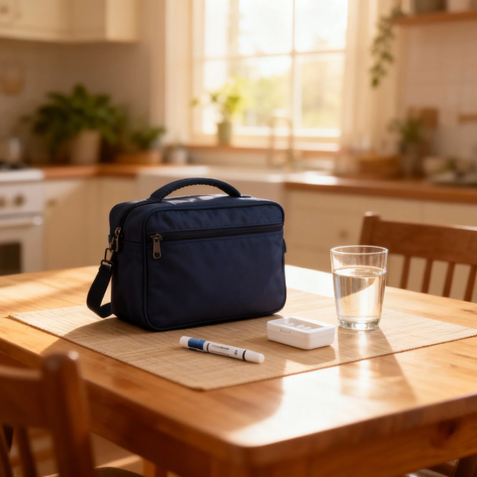 

1 шт., дорожная сумка для инсулина, небольшой размер, холодильник для инсулина, многоразовая коробка-холодильник для лекарств, темно-синяя сумка-холодильник