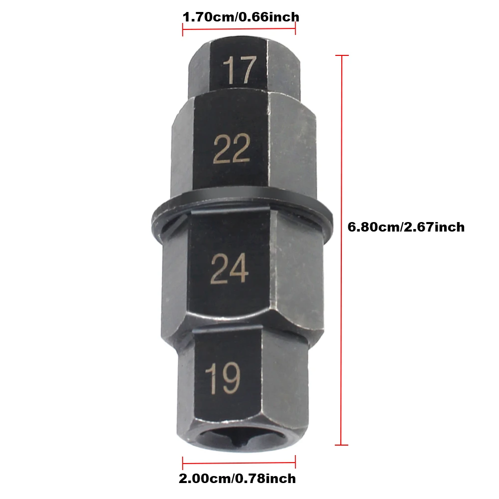Motorcycles Hex Axle Tool Professional 4-In-1 Antirust Versatile Multifunction Multi Purpose 17 19 22 24mm Durable 3/8 inch