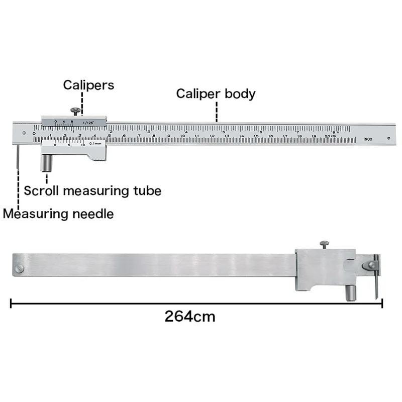 0-200mm Multifunctional Marking Vernier Caliper with Carbide Needle Scriber Parallel Marking Measuring Ruler