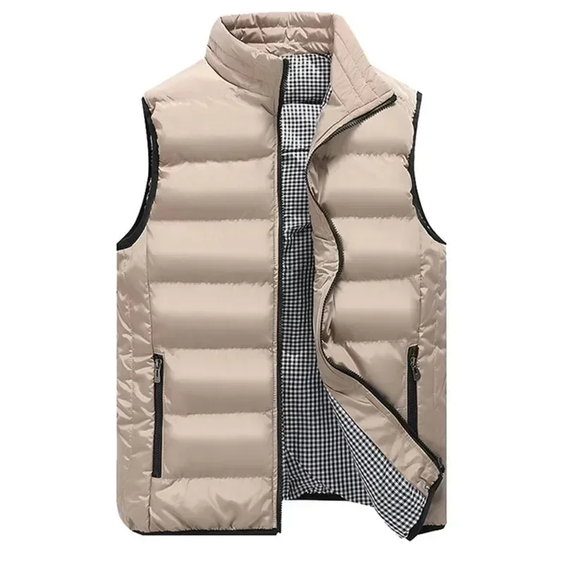 High Quality Coats Vest Jacket Men\'s Fall and Winter Casual Comfortable Sleeveless Solid Color Thickened Cotton Jacket