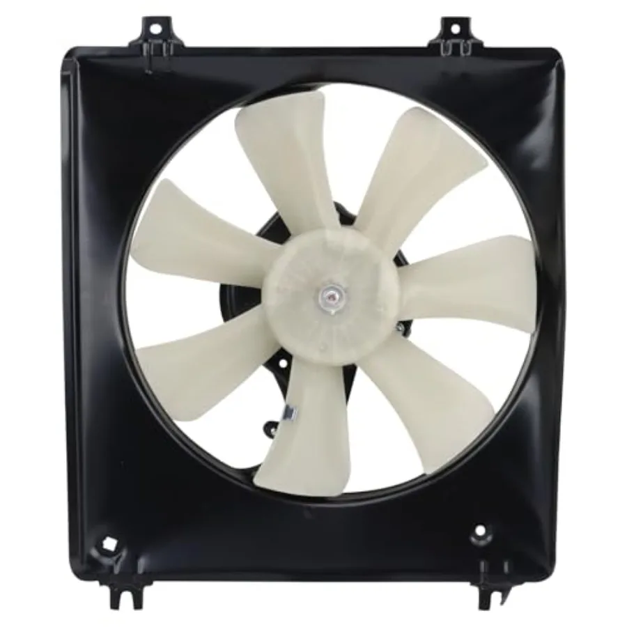 A/C condenser cooling fan assembly for 2009-2012 Acura TL, durable plastic housing, black, direct-fit OEM replacement with enha