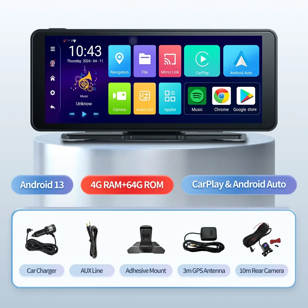 E2 6.86” 8 Core Android 13 Dashcam Wireless CarPlay & Android Auto GPS Navigation MP5 Bluetooth FM Mirror Link Car DVR