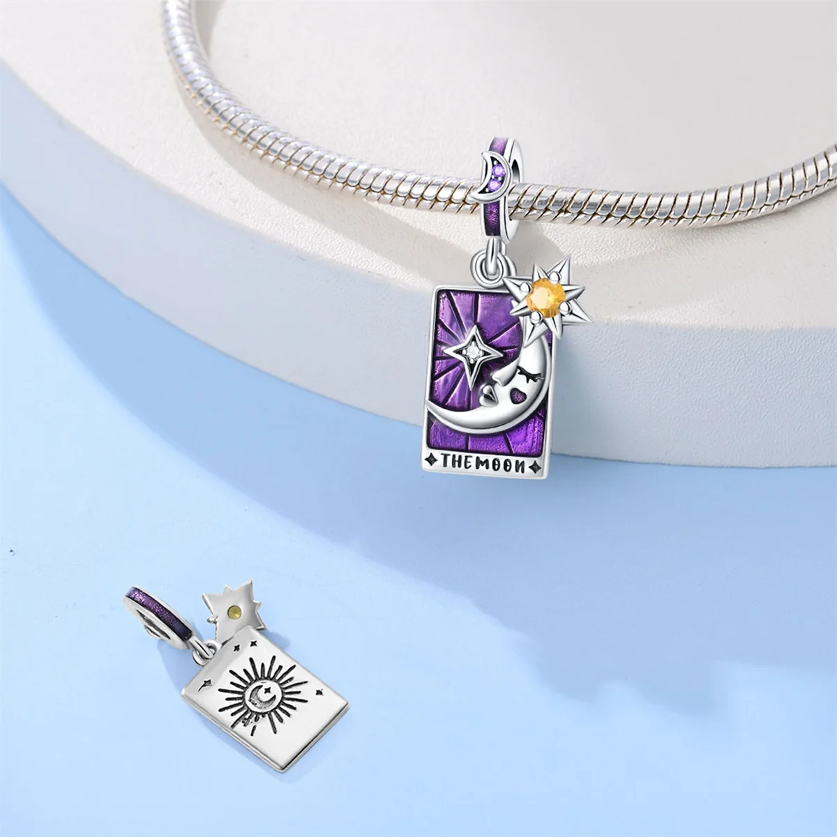 

Original Charms 925 Sterling Silver Tarot Card Moon Pendant Beads Fit Bracelet Women Jewelry Making Diy Gift
