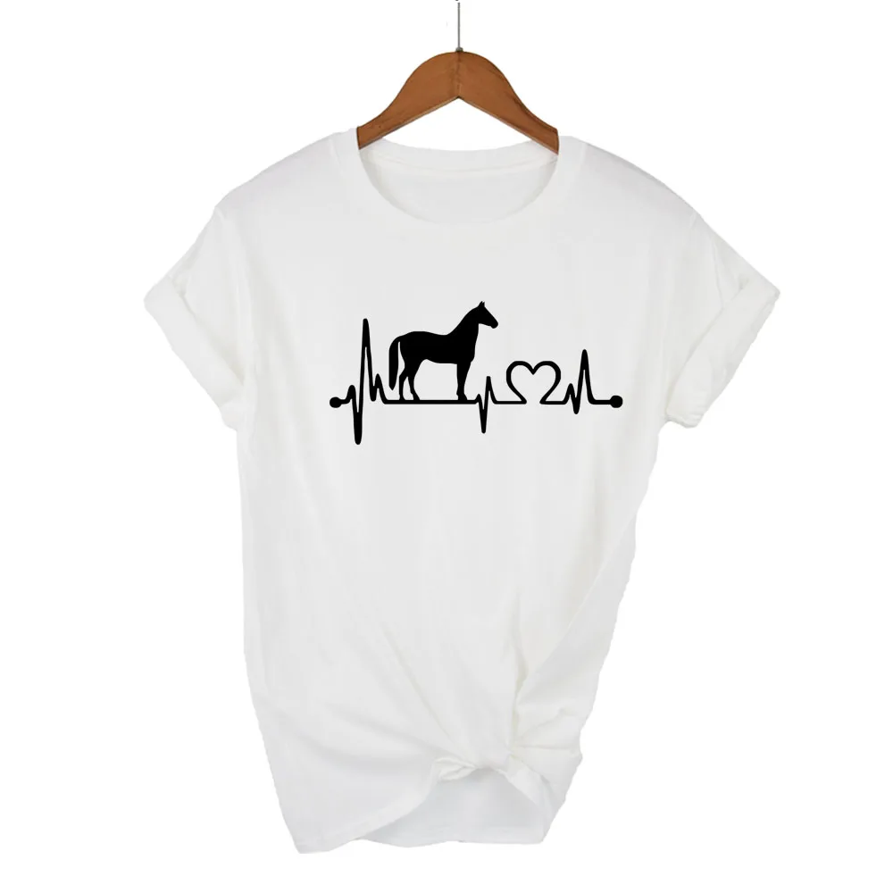 Horse heartbeat line Print Women Tshirt Cotton Casual Funny t Shirt For Lady Girl Top Tee Hipster Tumblr Drop Ship