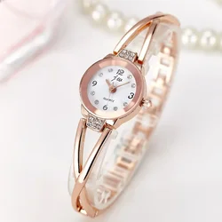 Kleine goldene Armreif Armband Luxus uhr Edelstahl Retro Damen Quarz Armbanduhr Mode lässig dünne Kette Uhren Relogio