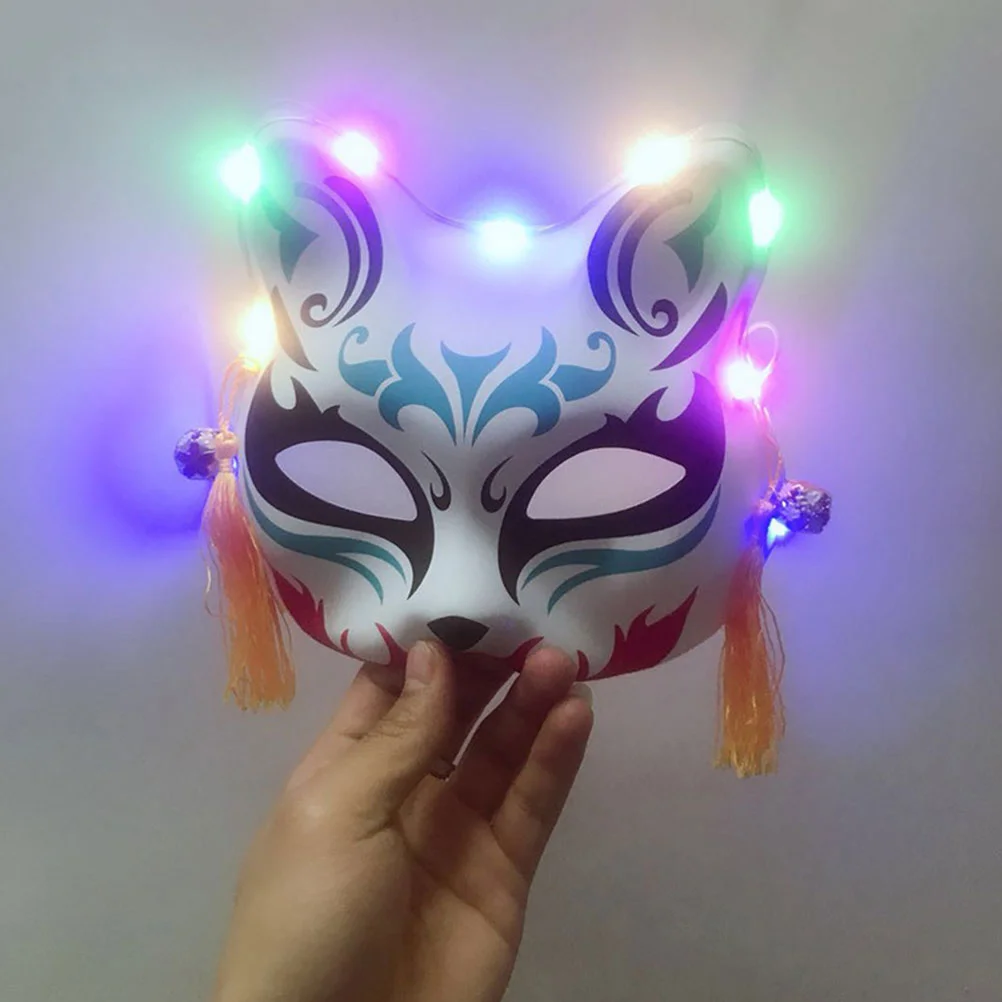 Mask Halloween Fox Cosplay Animal Pattern Luminous Props Shine Decorative Face for Party