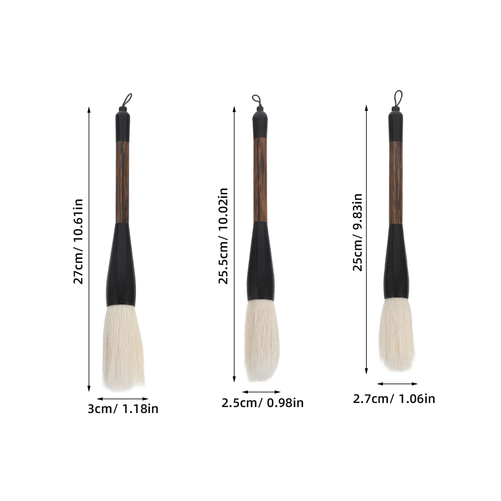 

3pcs Chinese Calligraphy Brush Professional Sumi Ink Brush For Writing Drawing Painting Soft Goat Hair Pen For Artists Beginners