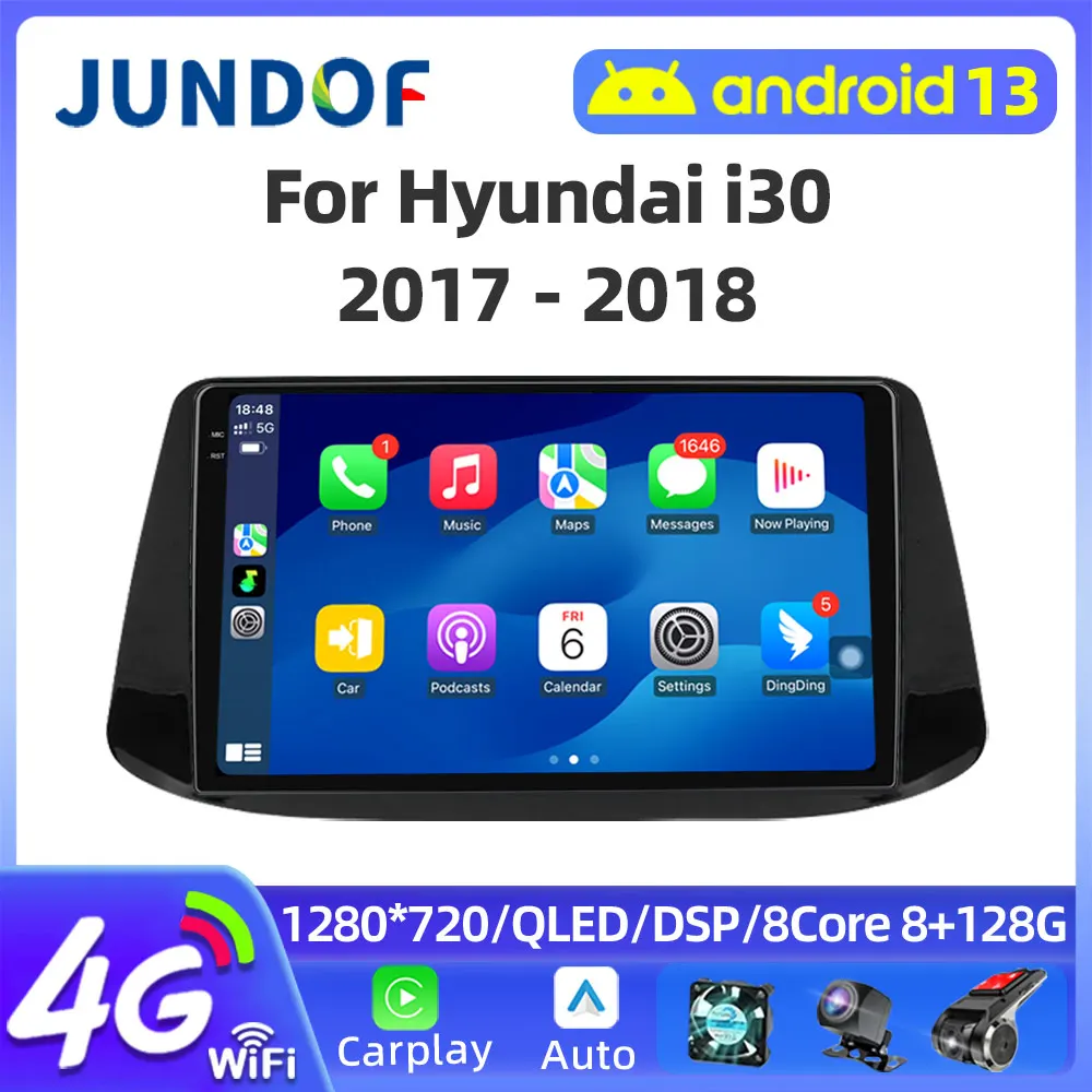 

9 Inch For Hyundai i30 2017-2018 Android 13 Car Multimedia Player IPS 4G Video GPS Navigation Carplay Wifi BT