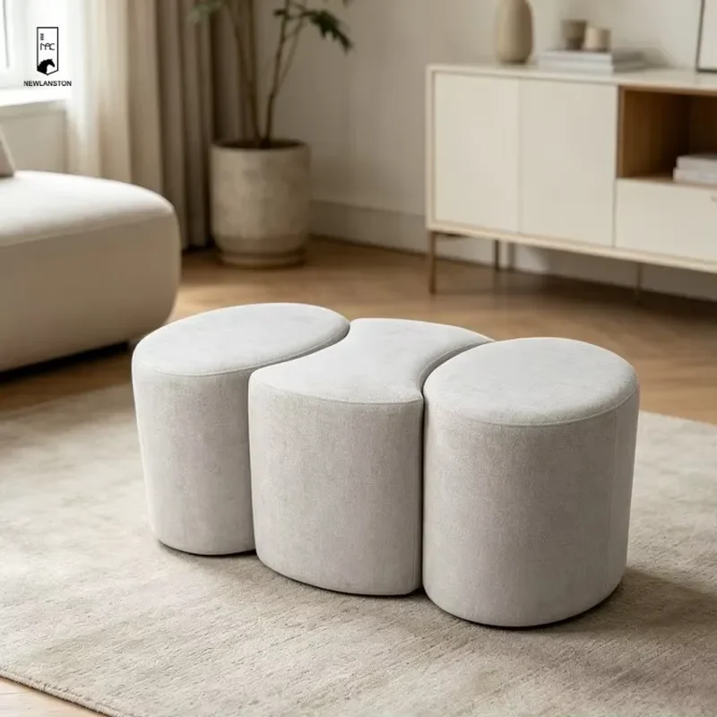 for Modular three-piece footstool, modern style interchangeable round cushion stool, suitable for living room
