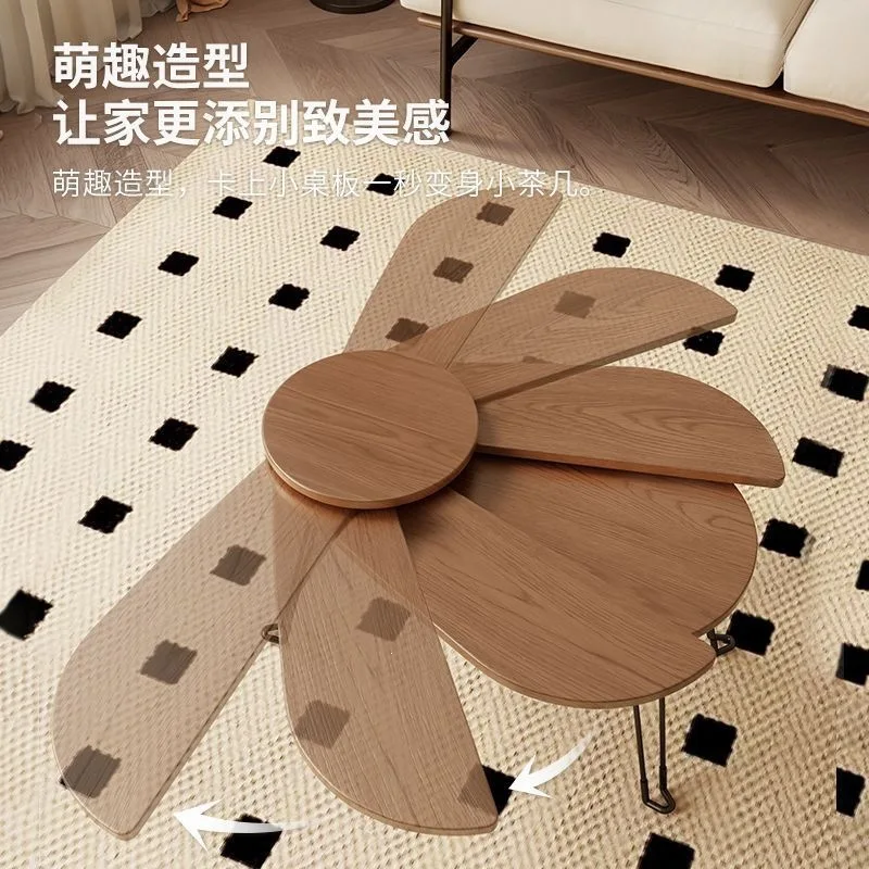 Solid wood coffee table foldable creative beetle special-shaped table small apartment living room balcony coffee table