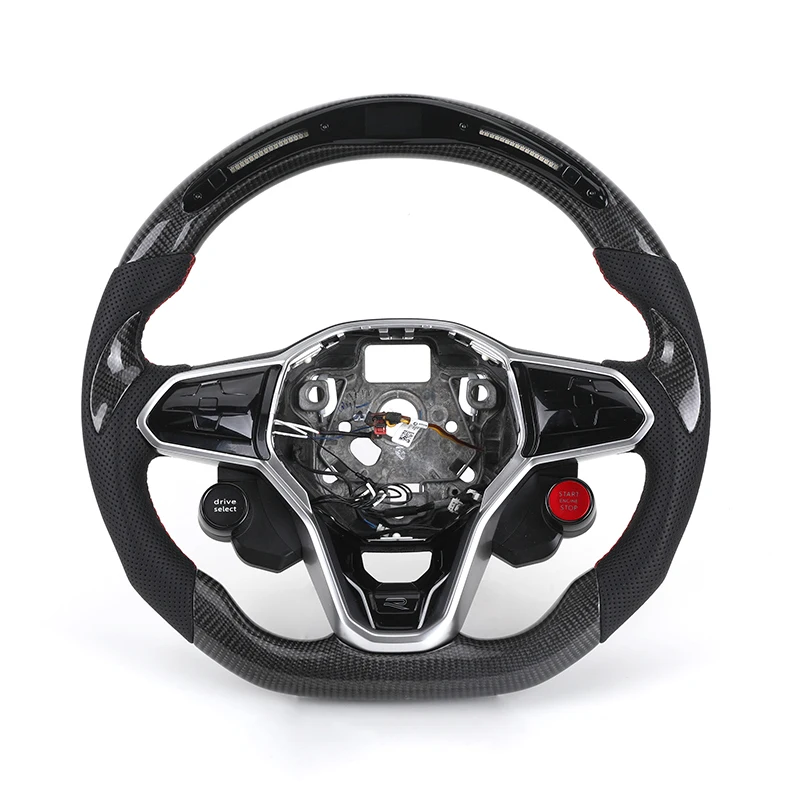 With Start Button Volant Lenkrad Sport Leather Carbon Steering Wheel For VW Golf R 6 7 MK7 7.5 Gti Gtd Polo Passat B6 Jetta