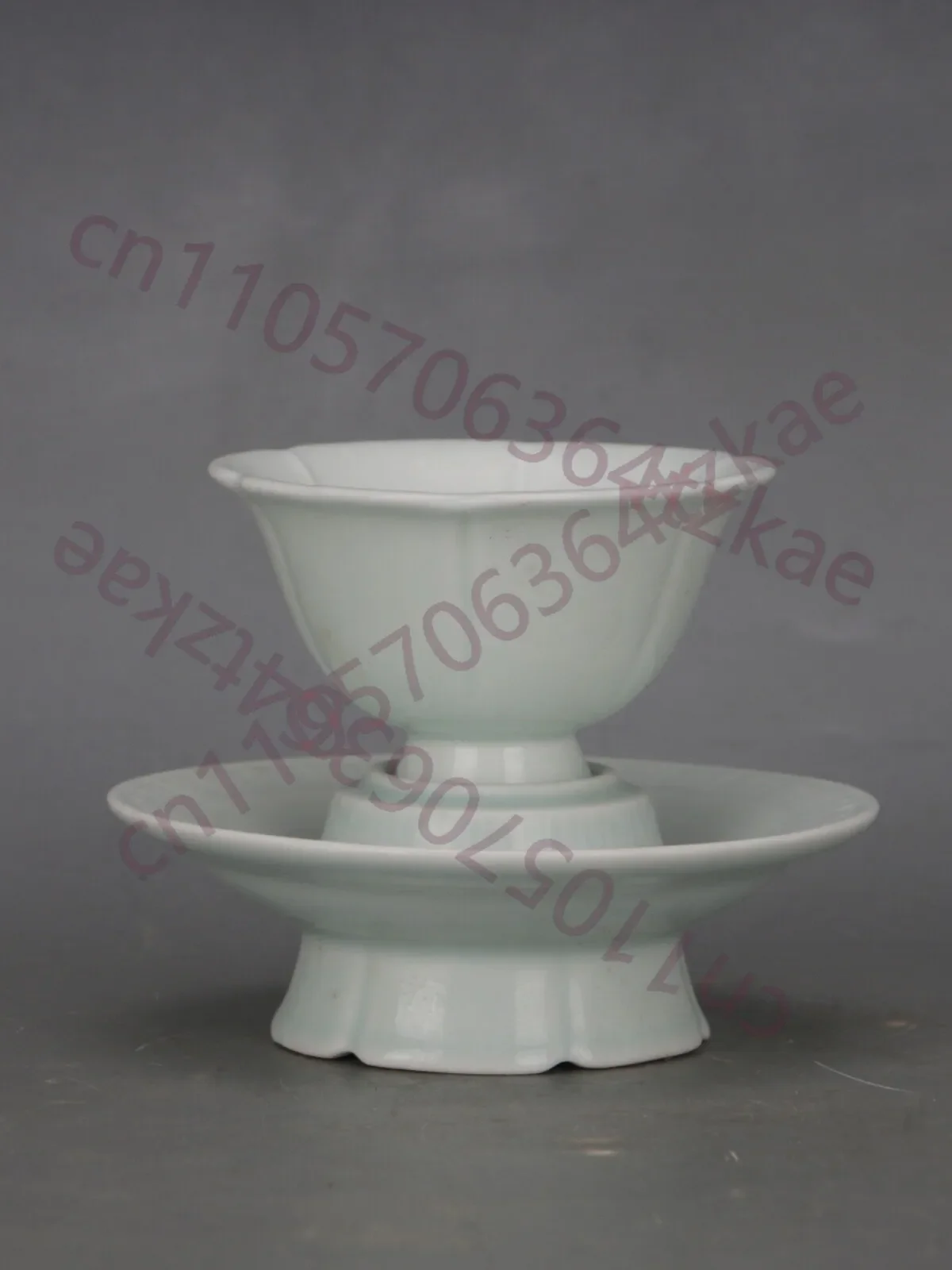 Song Hutian Kiln Shadow Blue and White Glazed Lotus Leaf Cup